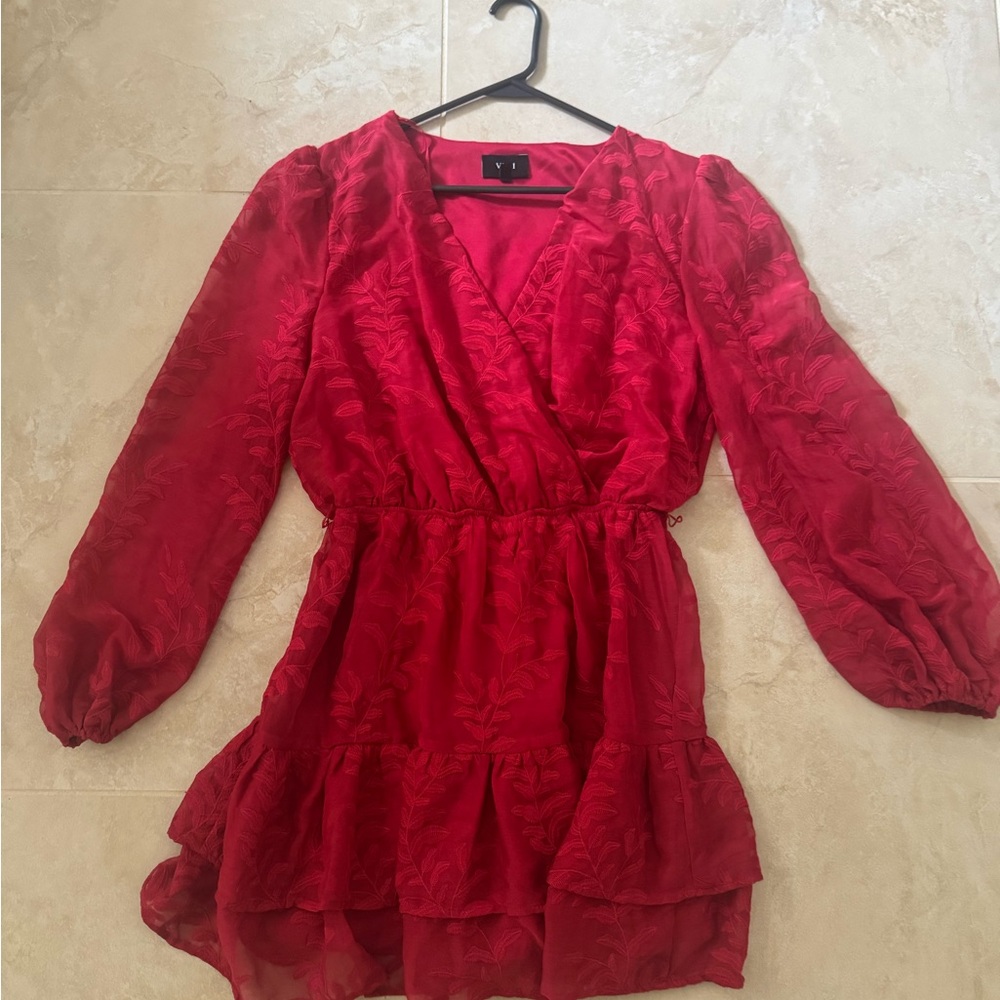 Vici Red Ruffled Wrap Sundress